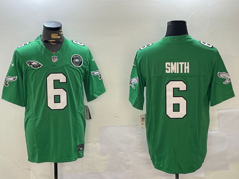 Men Philadelphia Eagles #6 Smith Green Throwback 2024 Nike Vapor Limited NFL Jersey style 3